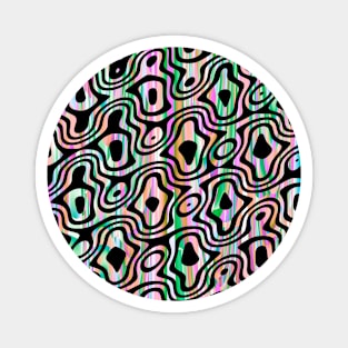 Green and Pink Abstract Ribbon Pattern Magnet